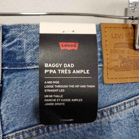 LEVI'S NWT Baggy Dad Pieced Jeans Wide Leg 100% Cotton 2-Tone Women's 29 x 32" - Picture 8 of 16